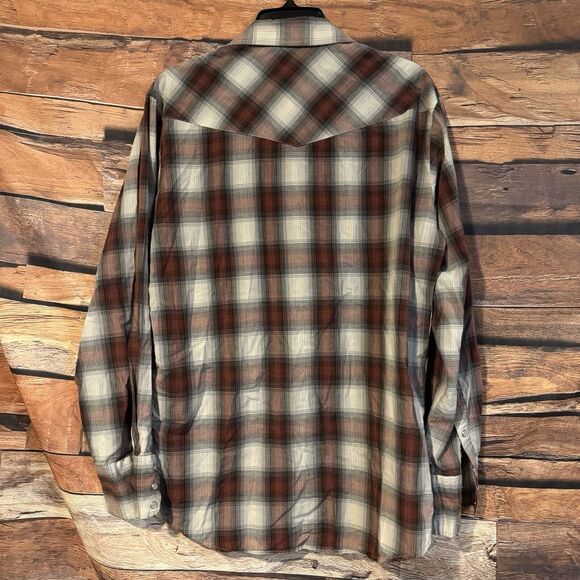 Roper Medium Plaid Pearl Snap Western Shirt Pockets Long Sleeve Button Up Cowboy - Picture 6 of 8